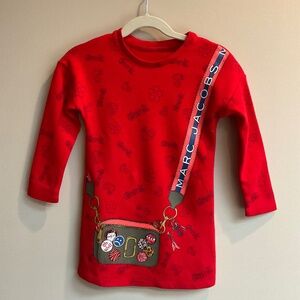 Little Marc Jacobs Kid’s Printed Stretch-Cotton Dress in Red Size 2-3